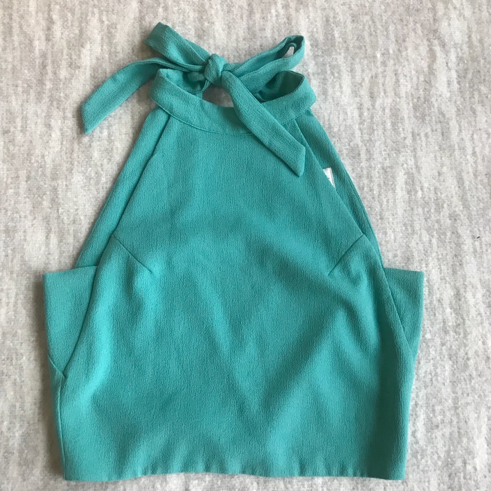 Tie-Halter Crop Top in Teal